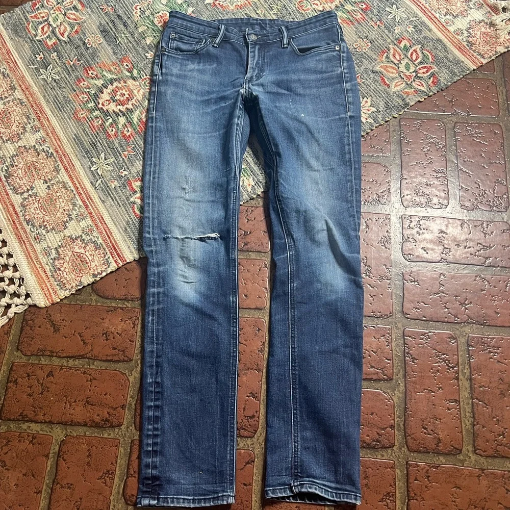 Levi’s 511 green pocket slim fit distressed denim jeans